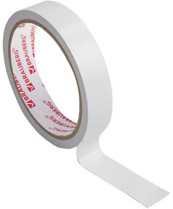 Клейкая двухсторонняя лента 19 мм х 10 м, БУМАЖНАЯ ОСНОВА, BRAUBERG, 227268