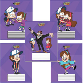 Тетрадь 18 л. HATBER клетка, обложка картон, &quot;Гравити Фолз&quot; (5 видов в спайке), 18Т5В1