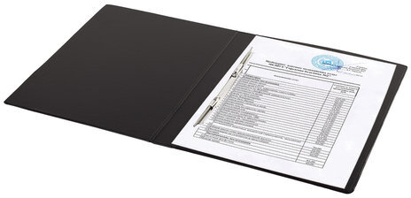 Папка с металлическим пружинным скоросшивателем BRAUBERG, картон/ПВХ, 35 мм, черная, до 290 листов, 228337