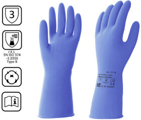 Перчатки латексные КЩС, прочные, хлопковое напыление, размер 7,5-8 M, средний, синие, HQ Profiline, 74734
