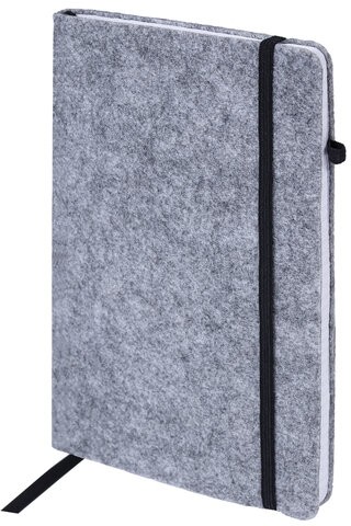 Блокнот А5 138x213мм BRAUBERG "Voylok" войлок, резинка, держатель, 80л клетка, серый, 117135