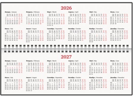Планинг датированный 2026 305х140 мм BRAUBERG "Up", под кожу, синий, 117235