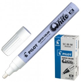 Маркер-краска лаковый (paint marker) PILOT, 2 мм, БЕЛЫЙ, круглый наконечник, алюминиевый корпус, SC-W-M