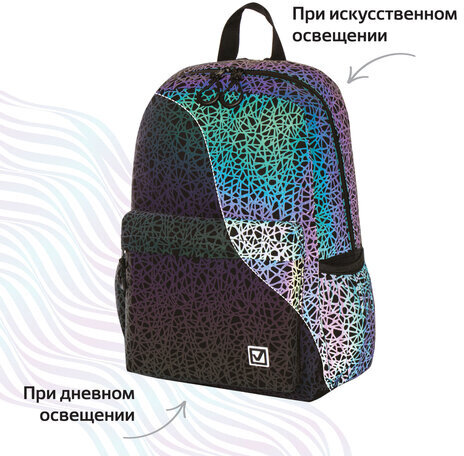 Рюкзак BRAUBERG BRIGHT, универсальный, СВЕТЯЩИЙСЯ РИСУНОК, "Spiderweb", 42х31х15 см, 229941