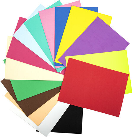 Пористая резина/фоамиран А4, 1 мм, ОСТРОВ СОКРОВИЩ, 15 листов, 15 цветов, яркие цвета, 665097