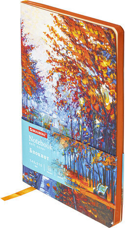 Блокнот А5 (143x210 мм), BRAUBERG VISTA "Aqua Autumn", под кожу, гибкий, 80 л., 112072