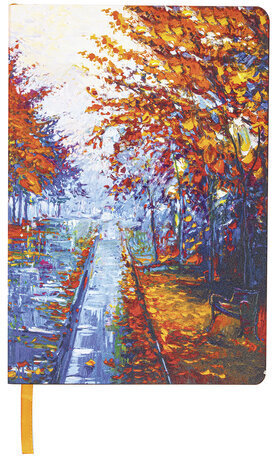 Блокнот А5 (143x210 мм), BRAUBERG VISTA "Aqua Autumn", под кожу, гибкий, 80 л., 112072