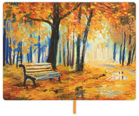 Блокнот А5 (143x210 мм), BRAUBERG VISTA "Aqua Autumn", под кожу, гибкий, 80 л., 112072