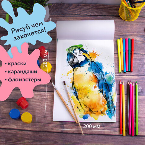 Альбомы для рисования А4 40 л., КОМПЛЕКТ 4 шт., скоба, обложка картон, BRAUBERG, 200х283 мм, "Гонки" (2 вида), 880038