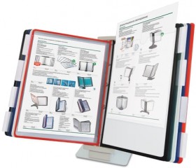 Демосистема настольная/настенная, с 10 цветными панелями А4, металлическая основа, серая, BRAUBERG "SOLID", 236717