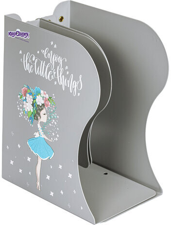 Подставка-держатель для книг и учебников ЮНЛАНДИЯ "Flower girl", раздвижная, металлическая, 237902