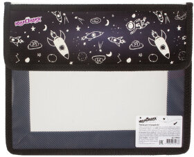 Папка для тетрадей ЮНЛАНДИЯ А5, 2 отделения, пластик, клапан на липучке, &quot;Space&quot;, 270145