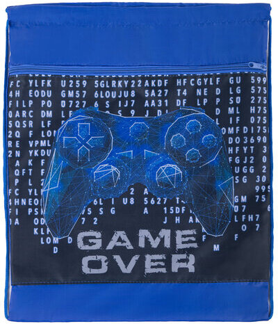 Мешок для обуви BRAUBERG, с петлёй, карман на молнии, полиэстер, 47х37 см, "Game over", 270912