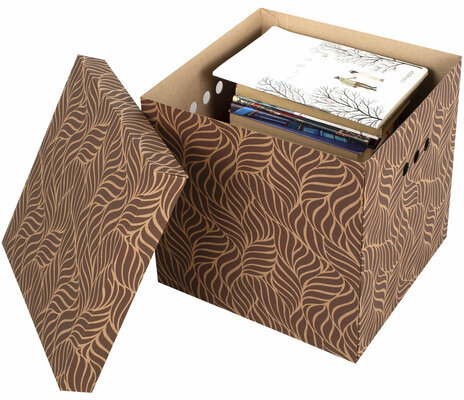 Короб для хранения из плотного микрогофрокартона 315х315х315 мм, КОМПЛЕКТ 3 шт., BRAUBERG HOME "Узор", 271820