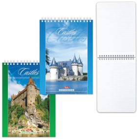 Блокнот А5 (145х205 мм), 60 л., спираль, картон, жесткая подложка, клетка, HATBER, &quot;Замки&quot;, 60Б5B1сп, B014073