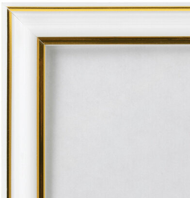 Рамка 30х40 см небьющаяся, багет 20 мм пластик, BRAUBERG "HIT3", белая с двойной позолотой, 391383