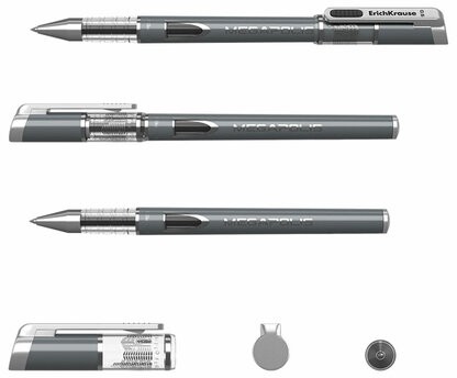 Ручка гелевая ERICH KRAUSE "Megapolis Gel", ЧЕРНАЯ, корпус с печатью, узел 0,5 мм, линия письма 0,4 мм, 93