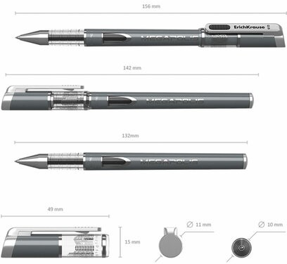 Ручка гелевая ERICH KRAUSE "Megapolis Gel", ЧЕРНАЯ, корпус с печатью, узел 0,5 мм, линия письма 0,4 мм, 93