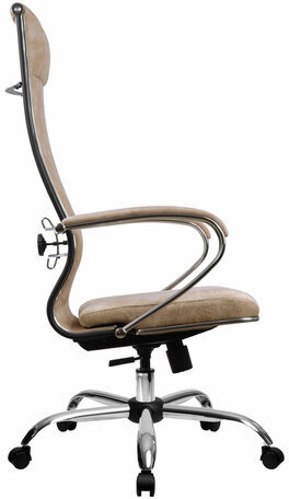 Кресло офисное МЕТТА "L1m 42", хром, сиденье и спинка мягкие, велюр, бежевое