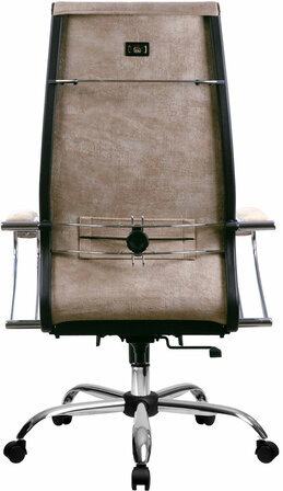 Кресло офисное МЕТТА "L1m 42", хром, сиденье и спинка мягкие, велюр, бежевое
