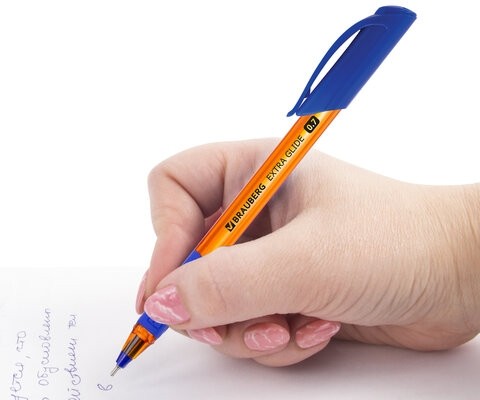 Ручка шариковая масляная BRAUBERG "Extra Glide GT Tone Orange", СИНЯЯ, узел 0,7 мм, линия письма 0,35 мм, 142923