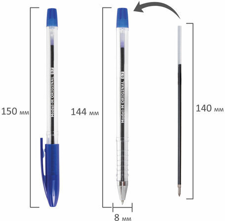 Ручка шариковая масляная BRAUBERG "Model-M" ORIGINAL, СИНЯЯ, узел 0,7 мм, линия письма 0,35 мм, 143250