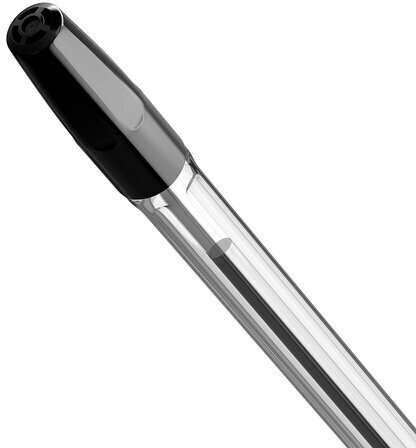 Ручка шариковая BRAUBERG "M-500 CLASSIC", ЧЕРНАЯ, корпус прозрачный, узел 0,7 мм, линия письма 0,35 мм, 143445