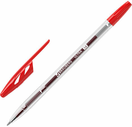 Ручки шариковые BRAUBERG "ULTRA", НАБОР 4 штуки (2 синих, 1 черная, 1 красная), узел 1 мм, 143569