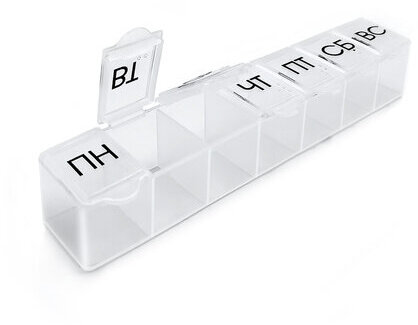 ТАБЛЕТНИЦА / Контейнер для лекарств и витаминов "7 дней/1 прием" КОМПАКТНЫЙ, DASWERK, 630843