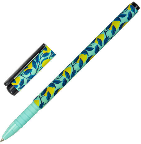 Ручка шариковая BRAUBERG SOFT TOUCH GRIP "CITRUS", СИНЯЯ, мягкое покрытие, узел 0,7 мм, 143717