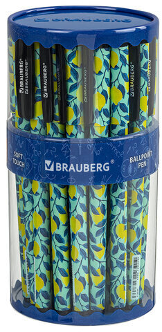 Ручка шариковая BRAUBERG SOFT TOUCH GRIP "CITRUS", СИНЯЯ, мягкое покрытие, узел 0,7 мм, 143717