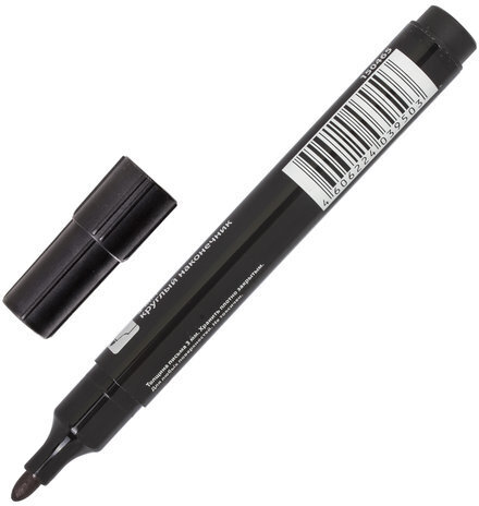 Маркер перманентный (нестираемый) BRAUBERG "Contract", ЧЕРНЫЙ, круглый наконечник, 3 мм, без клипа, 150465