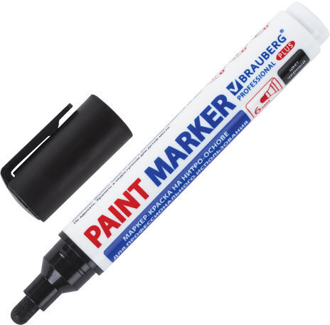 Маркер-краска лаковый (paint marker) 6 мм, ЧЕРНЫЙ, НИТРО-ОСНОВА, BRAUBERG PROFESSIONAL PLUS EXTRA, 151451
