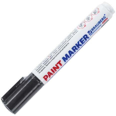 Маркер-краска лаковый (paint marker) 6 мм, ЧЕРНЫЙ, НИТРО-ОСНОВА, BRAUBERG PROFESSIONAL PLUS EXTRA, 151451