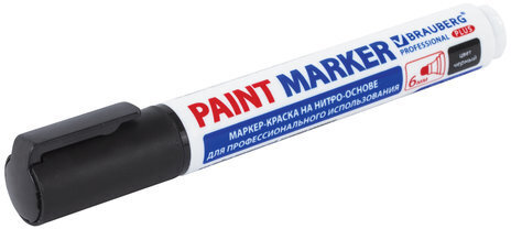 Маркер-краска лаковый (paint marker) 6 мм, ЧЕРНЫЙ, НИТРО-ОСНОВА, BRAUBERG PROFESSIONAL PLUS EXTRA, 151451