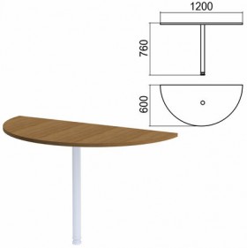 Стол приставной полукруг "Арго", 1200х600 мм, БЕЗ ОПОРЫ, орех
