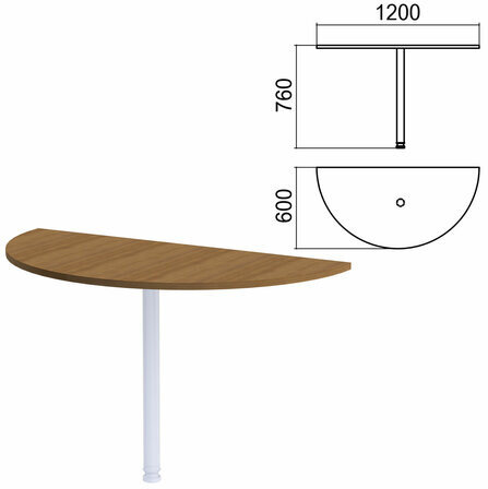 Стол приставной полукруг "Арго", 1200х600 мм, БЕЗ ОПОРЫ, орех