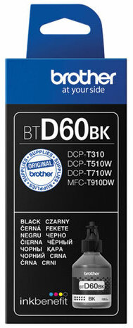Чернила BROTHER (BTD60BK) для СНПЧ DCP-T310/T510W/T710W, черные, оригинальные, ресурс 6500 страниц