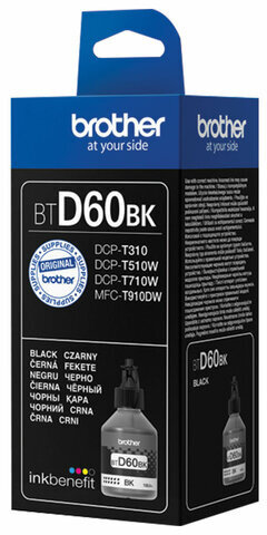 Чернила BROTHER (BTD60BK) для СНПЧ DCP-T310/T510W/T710W, черные, оригинальные, ресурс 6500 страниц