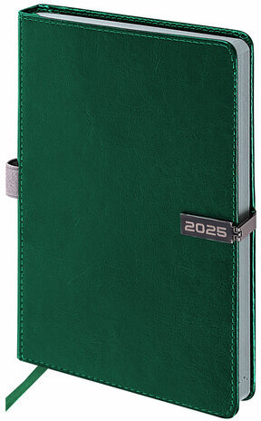 Ежедневник датированный 2025, А5, 138x213 мм, BRAUBERG "Inspiration", под кожу, цветной срез, темно-зеленый, 115904