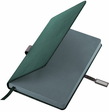 Ежедневник датированный 2025, А5, 138x213 мм, BRAUBERG "Inspiration", под кожу, цветной срез, темно-зеленый, 115904