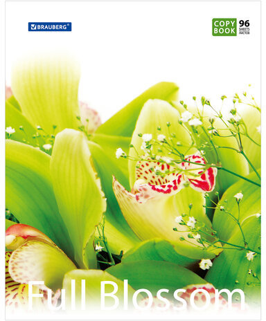 Тетрадь А5, 96 л., BRAUBERG, клетка, обложка картон, ЦВЕТЫ, 401845