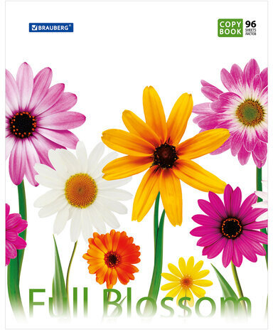 Тетрадь А5, 96 л., BRAUBERG, клетка, обложка картон, ЦВЕТЫ, 401845