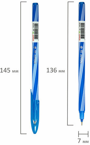 Ручка шариковая STAFF "CANDY NEON", синяя, игольчатый узел 0,6 мм, линия 0,3 мм, 144234