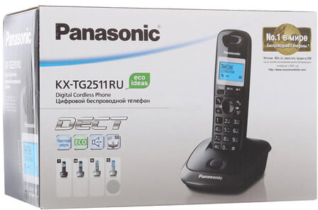 Радиотелефон PANASONIC KX-TG2511RUS, память 50 номеров, АОН, повтор, спикерфон, полифония, серебро