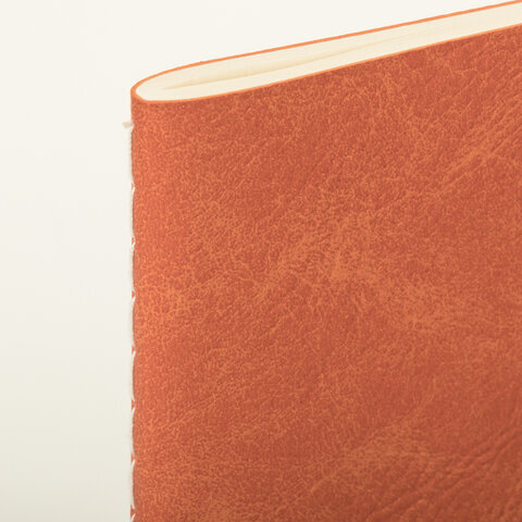 Тетрадь 48 л. в клетку обложка фактурный кожзам, сшивка, A5 (147х210мм), ОРАНЖЕВЫЙ, BRAUBERG SKY, 403868