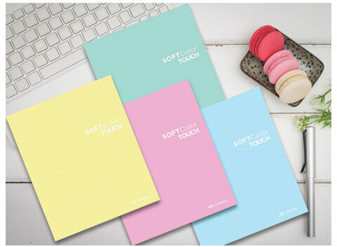 Тетрадь А5 48 л., ПЗБМ, скоба, клетка, Soft Touch, брайль 3D, "СофтКолорТач" (розовый), 028862