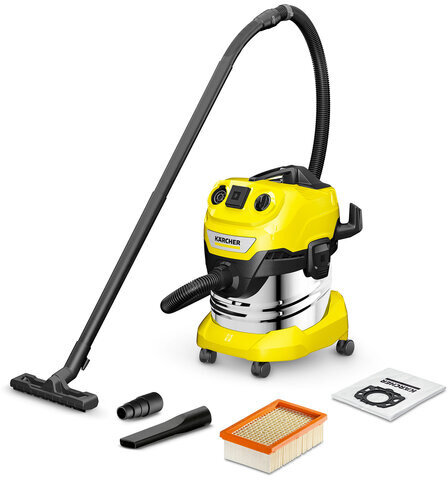 Пылесос хозяйственный KARCHER WD 4 PS, мусоросборник 20 л, мощность 1000 Вт, желтый, 1.628-290.0
