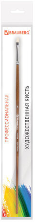 Кисть художественная профессиональная BRAUBERG ART CLASSIC, щетина, овальная, № 4, длинная ручка, 200728