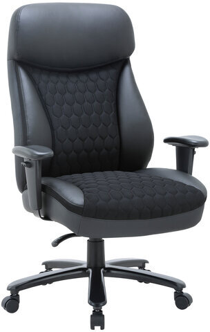 Кресло офисное CHAIRMAN CH 414, НАГРУЗКА до 180 кг, пружинный блок в сиденье, ткань/экокожа, черное, 7145955